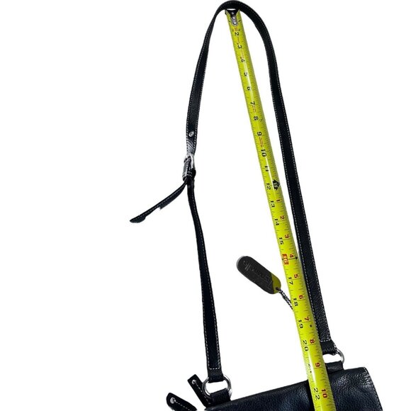 Vtg Tignanello Crossbody Bag Brown Pebbled Leather Purse Zip Magnet Stitching - Picture 10 of 11